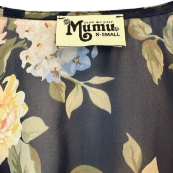 Show Me Your Mumu |  Navy Floral Hippy Dippy Party Blossom Top Blouse Size XS - Picture 4 of 10